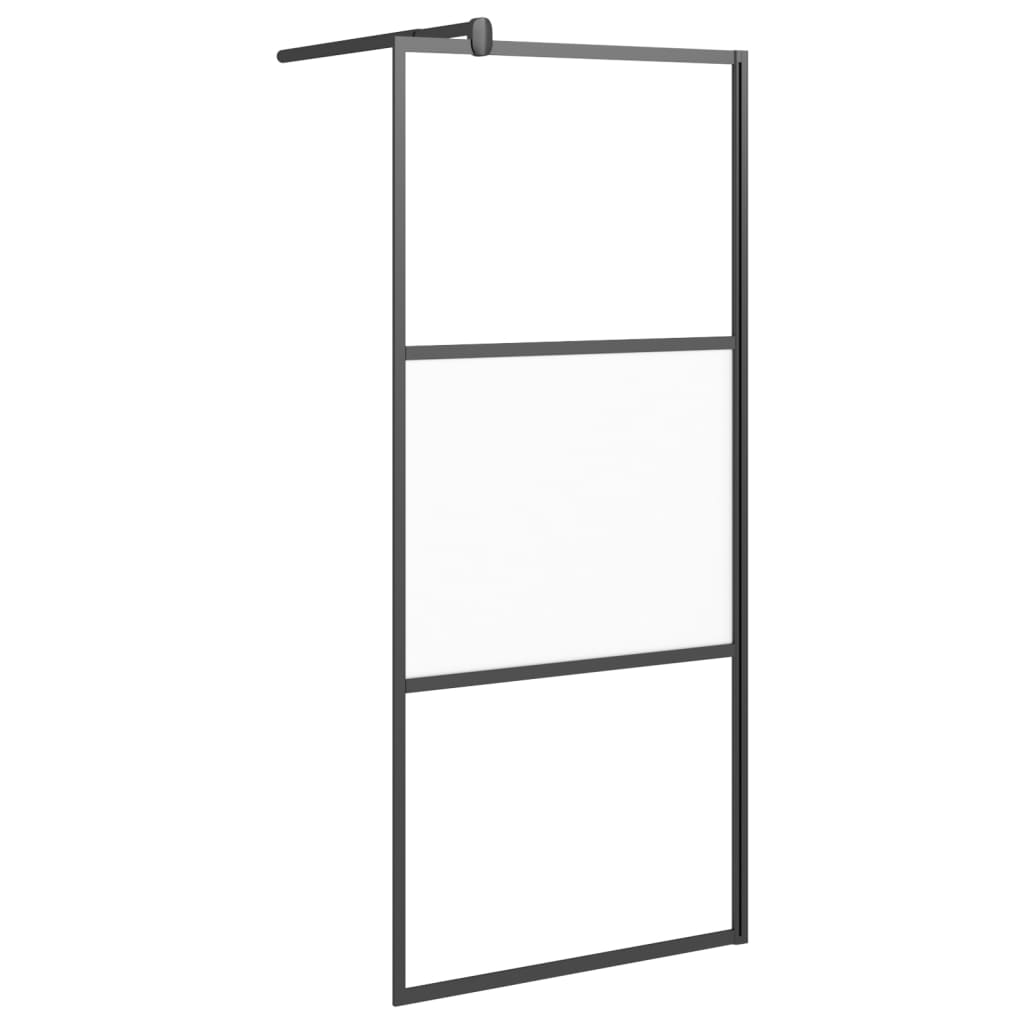 VidaXL Walk-in Duschabtrennung mit Ablage 100x195 cm ESG Glas Aluminium schwarz