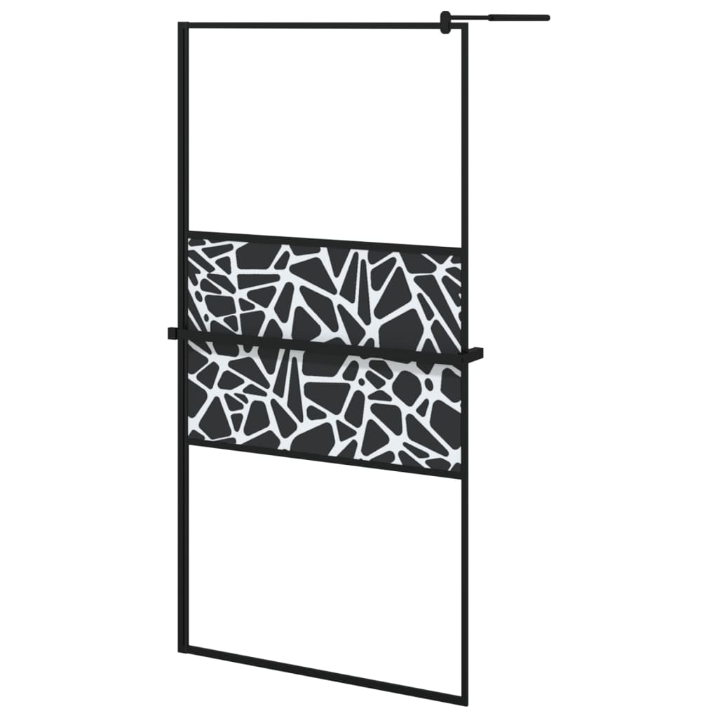 VidaXL Walk-in Duschabtrennung mit Ablage 100x195 cm ESG Glas Aluminium schwarz