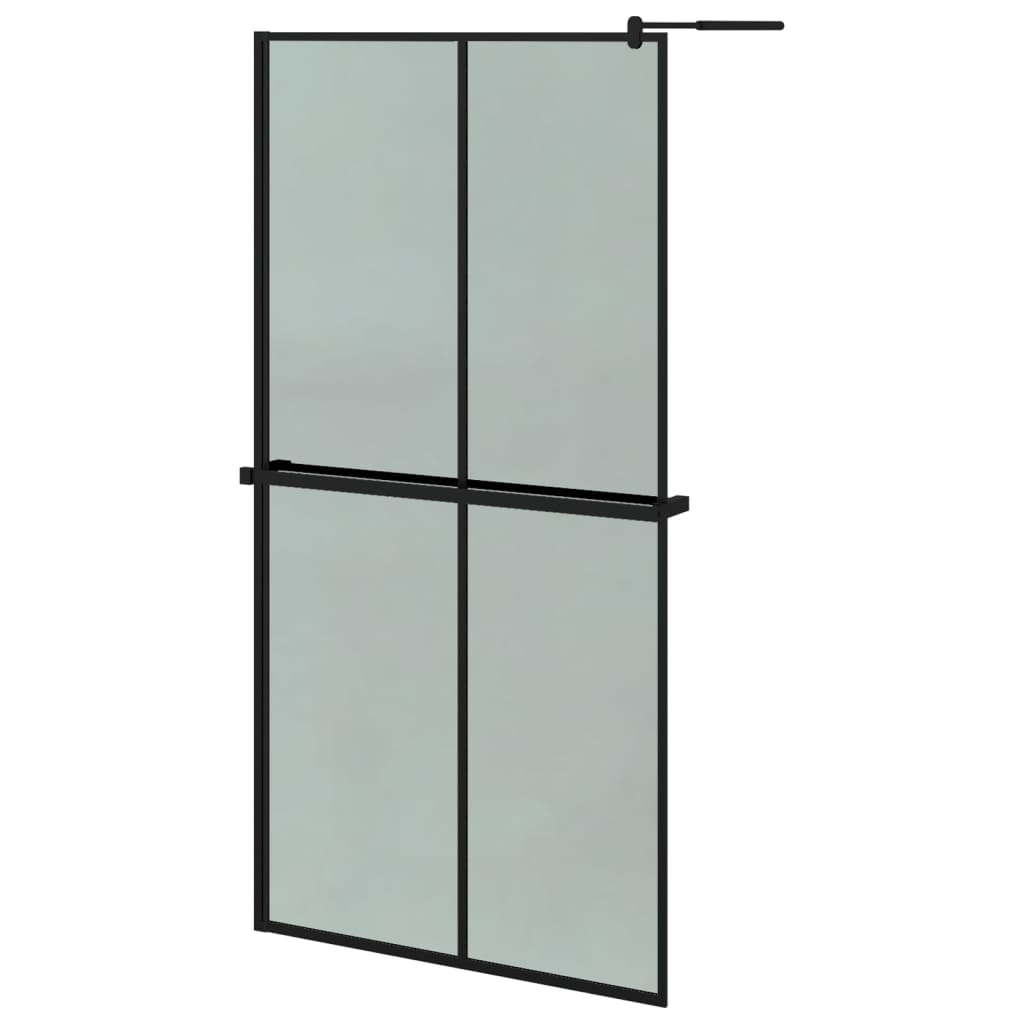 VidaXL Walk-in Duschabtrennung mit Ablage 100x195 cm ESG Glas Aluminium schwarz