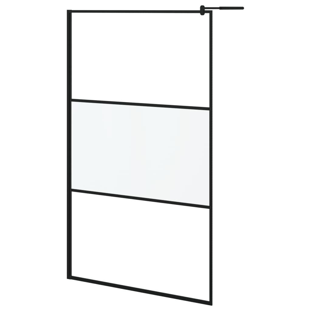 VidaXL Walk-In Duschabtrennung mit Ablage 115x195 cm ESG Glas Aluminium schwarz