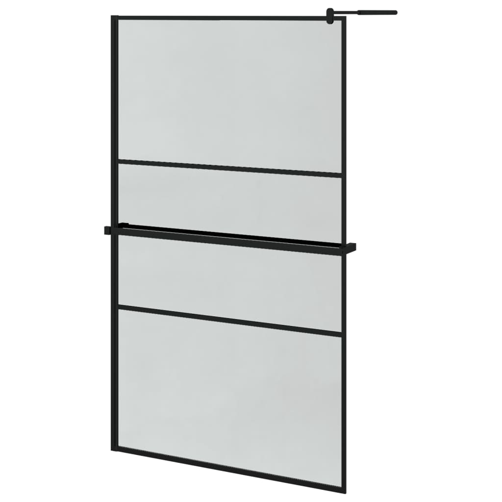 VidaXL Walk-In Duschabtrennung mit Ablage 115x195 cm ESG Glas Aluminium schwarz