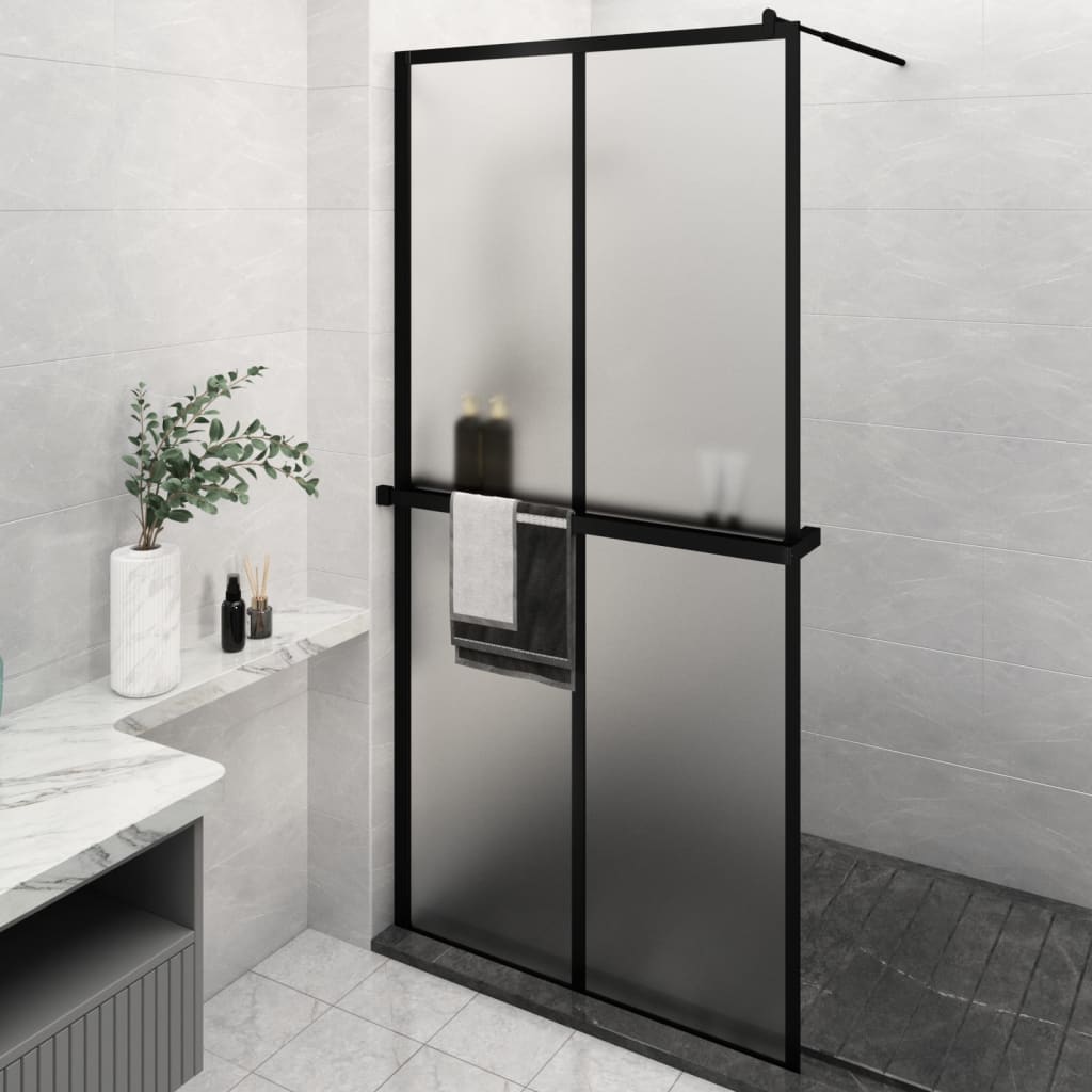 VidaXL Walk-in Duschabtrennung mit Ablage 118x190 cm ESG Glas Aluminium schwarz