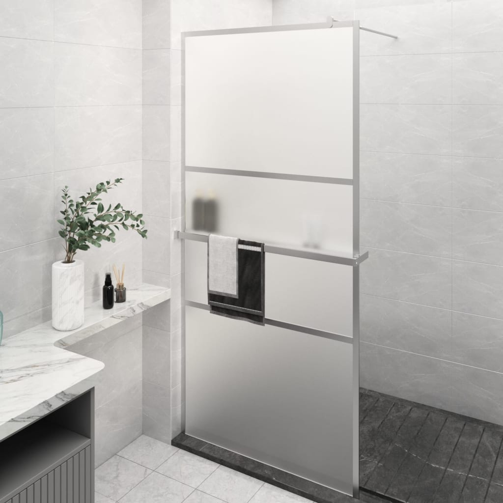 VidaXL Walk-In Duschabtrennung mit Ablage 100x195 cm ESG Glas Aluminium Chrom