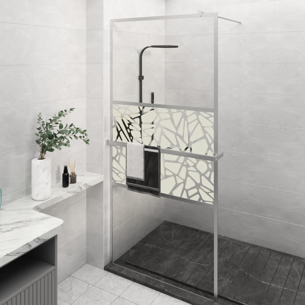VidaXL Walk-In Duschabtrennung mit Ablage 100x195 cm ESG Glas Aluminium Chrom