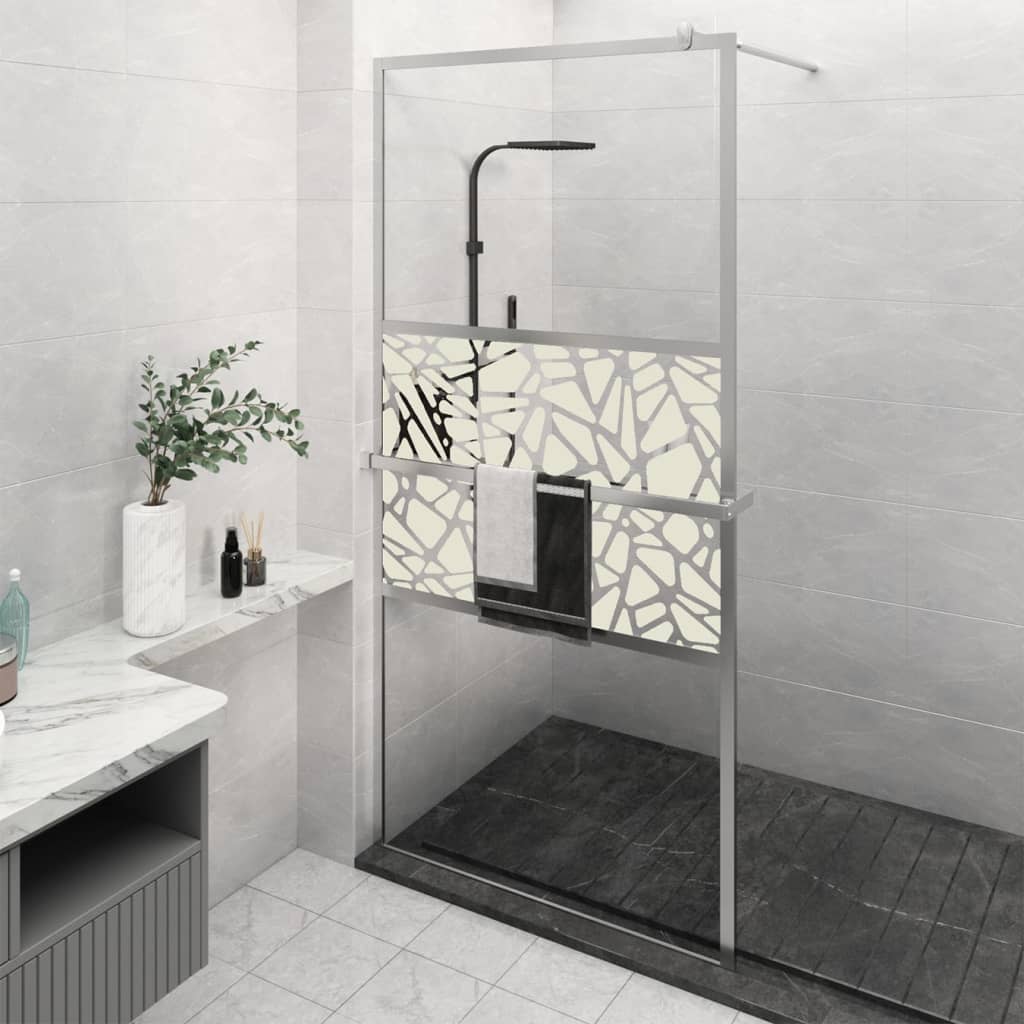 VidaXL Walk-In Duschabtrennung mit Ablage 115x195 cm ESG Glas Aluminium Chrom