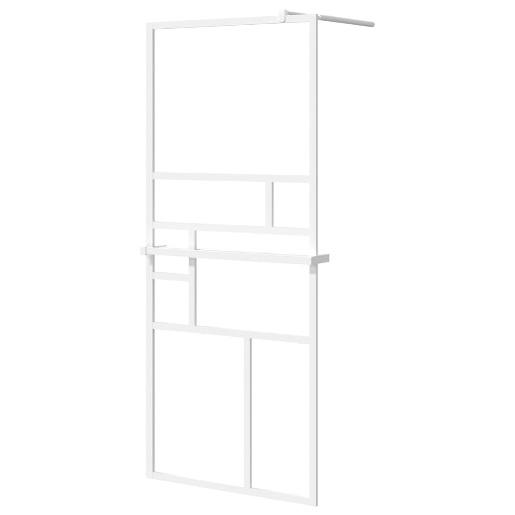 VidaXL Walk-In Duschabtrennung mit Ablage 90x195 cm ESG Glas Aluminium weiß