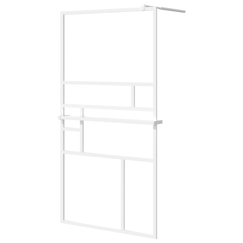 VidaXL Walk-in Duschabtrennung mit Ablage 115x195 cm ESG Glas Aluminium weiß