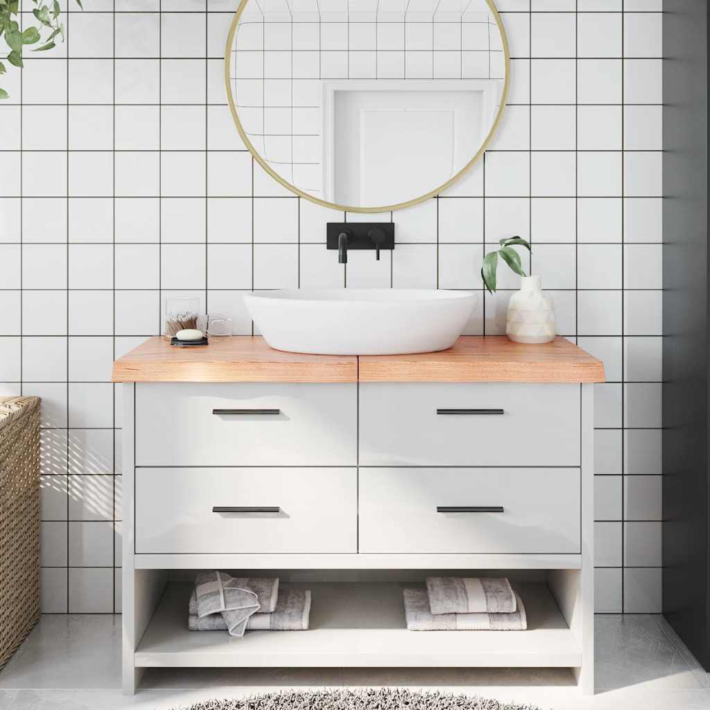 Vidaxx Waschtischplatte 120x40x (2-6) cm, behandeltes Massivholz hellbraun