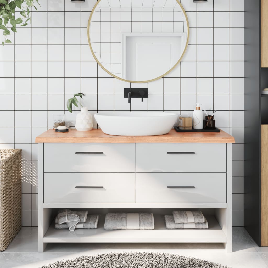 Vidaxx Waschtischplatte 140x40x (2-4) cm behandeltes Massivholz hellbraun