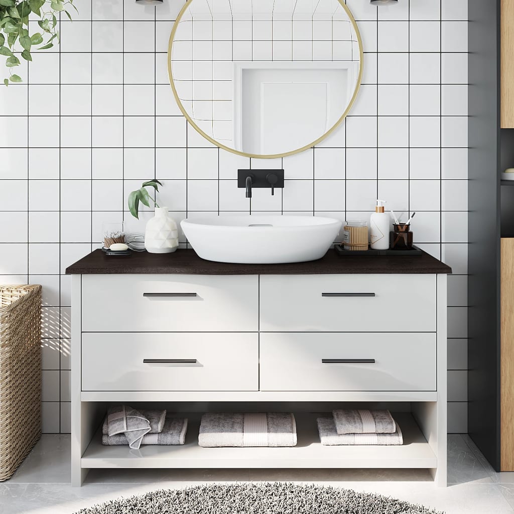 Vidaxx Waschtischplatte 100x40x2 cm, behandeltes Massivholz dunkelbraun