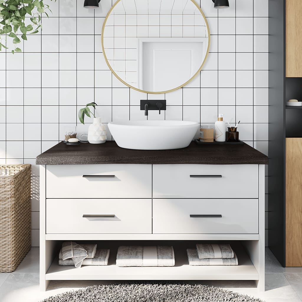 Vidaxx Waschtischplatte 100x50x (2-6) cm behandeltes Massivholz dunkelbraun