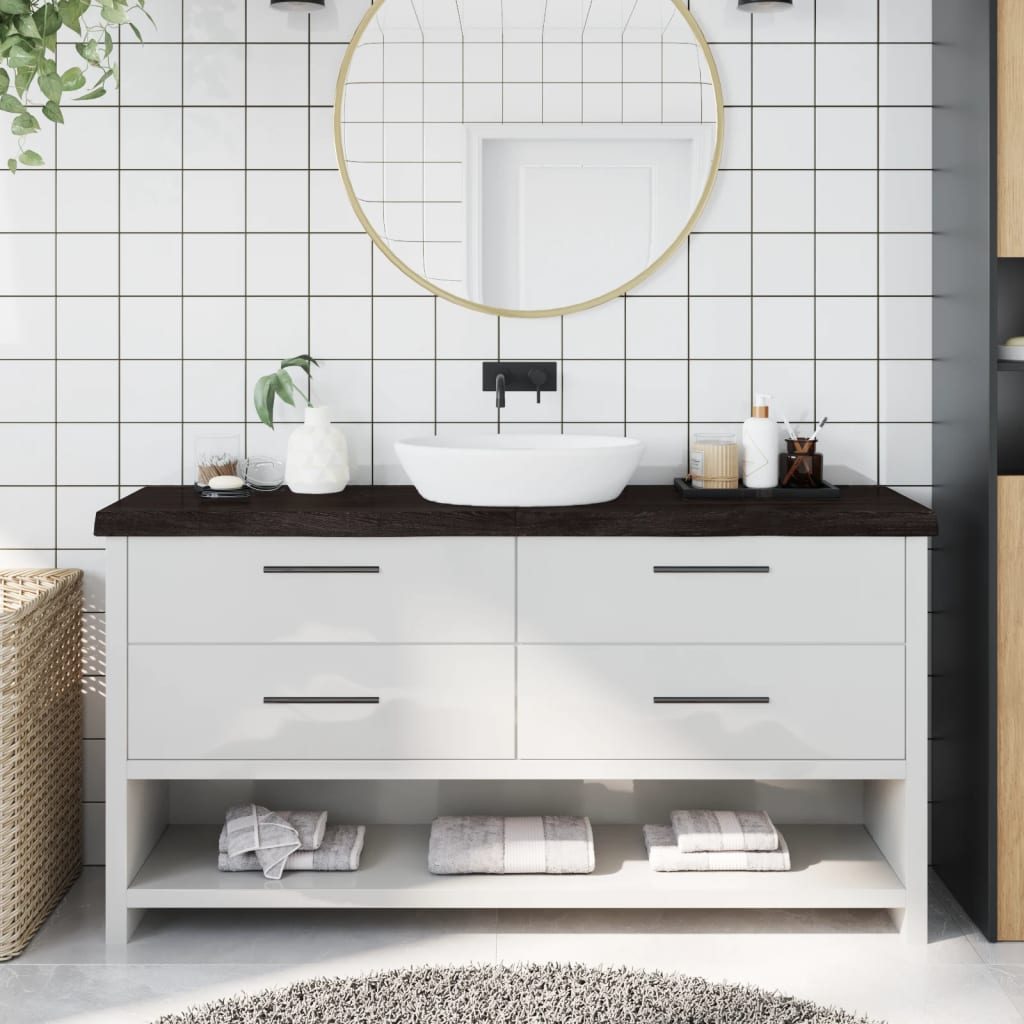 Vidaxx Waschtischplatte 160x40x (2-6) cm behandeltes Massivholz dunkelbraun