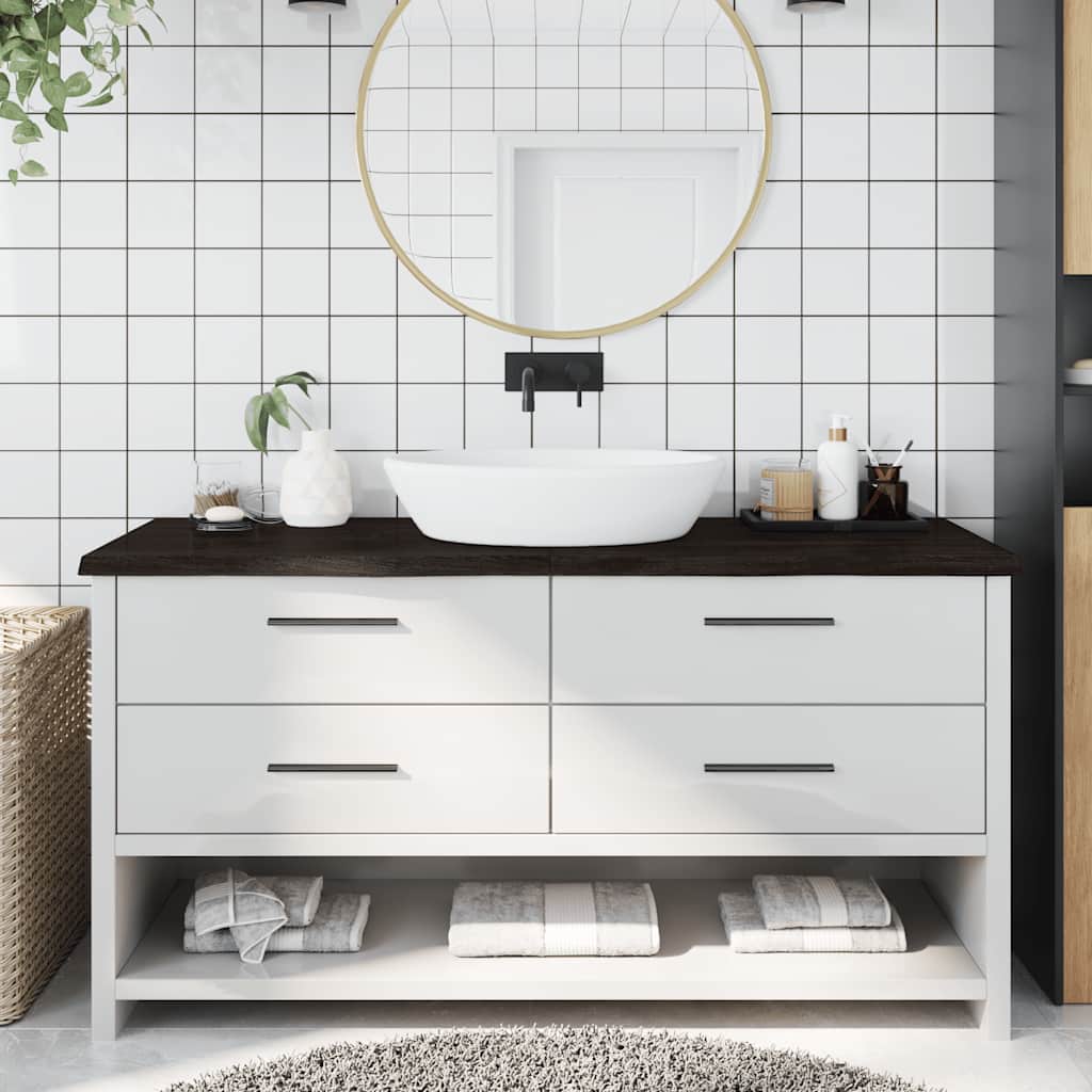 Vidaxx Waschtischplatte 160x50x (2-4) cm behandeltes Massivholz dunkelbraun
