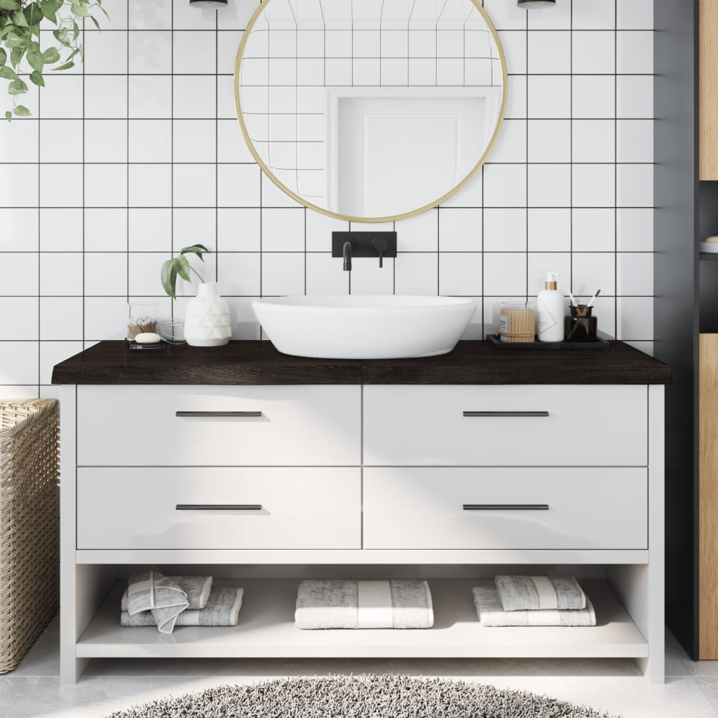Vidaxx Waschtischplatte 160x50x (2-6) cm behandeltes Massivholz dunkelbraun