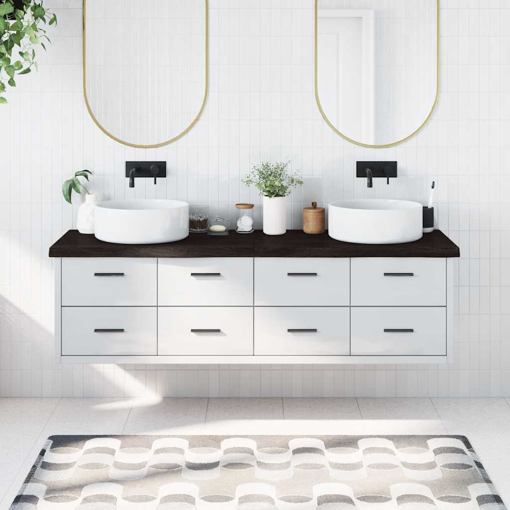 Vidaxx Waschtischplatte 180x50x (2-6) cm behandeltes Massivholz dunkelbraun
