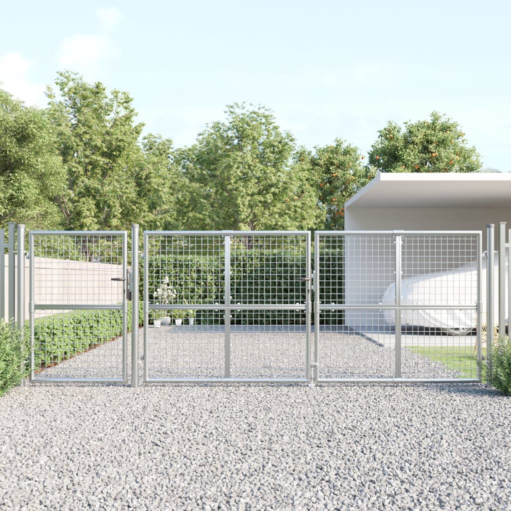 VidaXL Gartentor 400x175 cm Maschenweite und verzinkter Stahl silberfarben