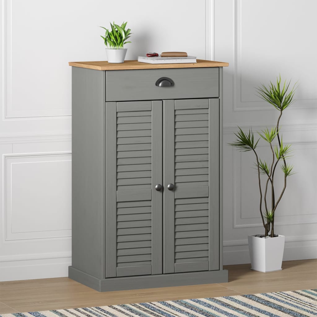 Vidaxx Schuhschrank Vigo 60x35x96 cm massives Kiefernholz grau