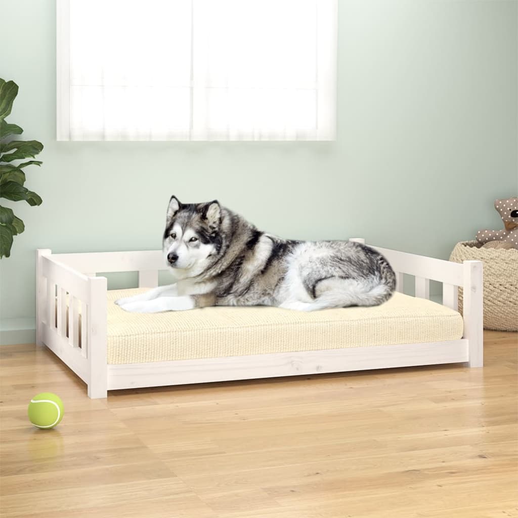 Vidaxxl Hundebett 105,5x75,5x28 cm massives Kiefernholz weiß