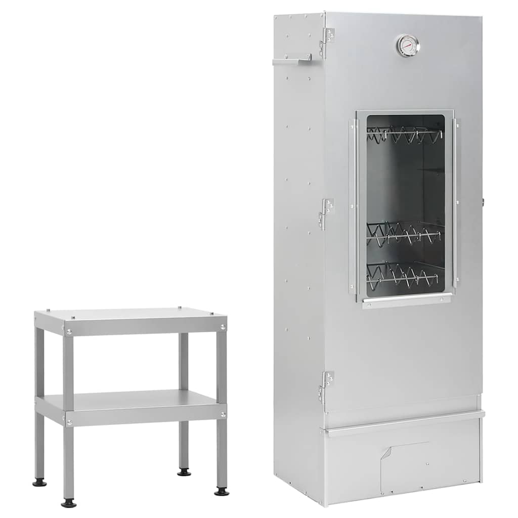 VidaXL BBQ Smoker mit Tisch aus verzinktem Stahl