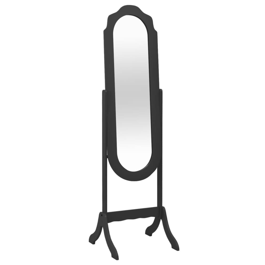 Vidaxx-Spiegel freistehend 45,5 x 47,5 x 160 cm, lackiertes Holz schwarz