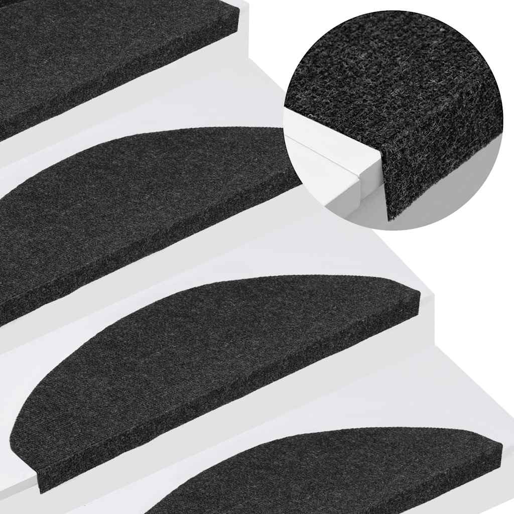Vidaxl -Treppenmatten Selbstadhäsiv 10 ST 65x22.5x3,5 cm Schwarz