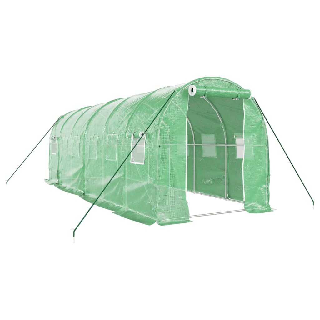 VidaXL Gartengewächshaus mit Stahlrahmen 12 m² 6x2x2 m grün