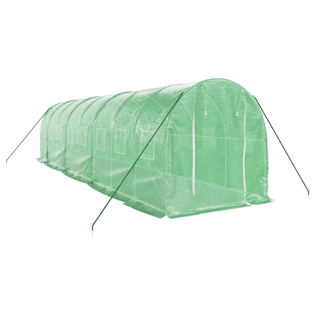 VidaXL Gartengewächshaus mit Stahlrahmen 16 m² 8x2x2 m grün