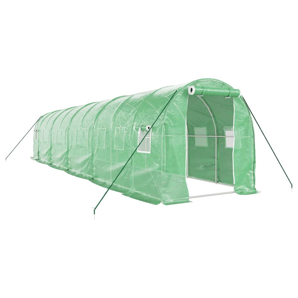 VidaXL Gartengewächshaus mit Stahlrahmen 20 m² 10x2x2 m grün