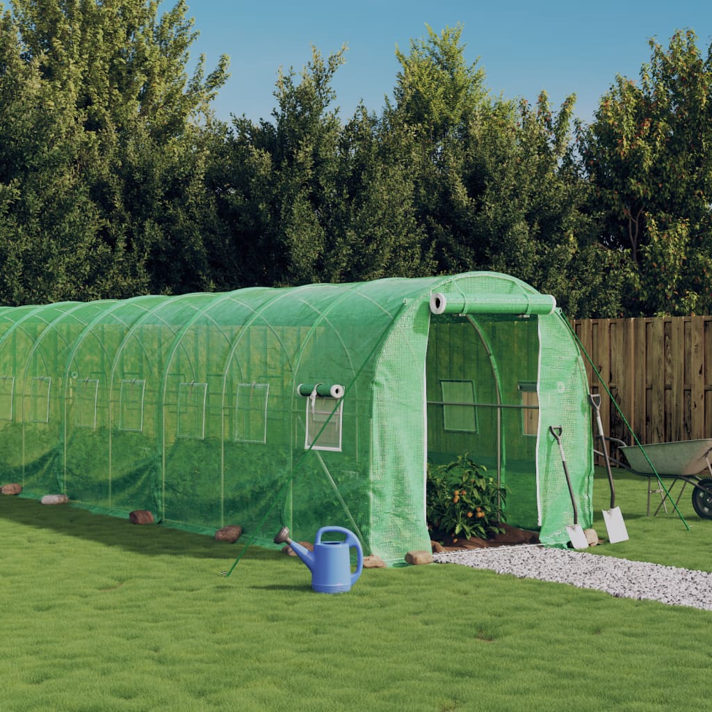 VidaXL Gartengewächshaus mit Stahlrahmen 20 m² 10x2x2 m grün