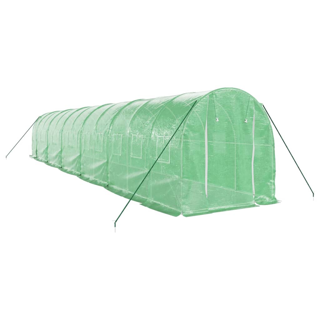 VidaXL Gartengewächshaus mit Stahlrahmen 24 m² 12x2x2 m grün
