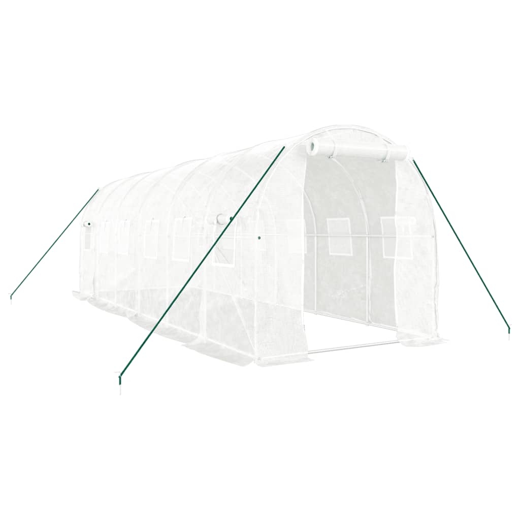 VidaXL Gartengewächshaus mit Stahlrahmen 12 m² 6x2x2 m weiß