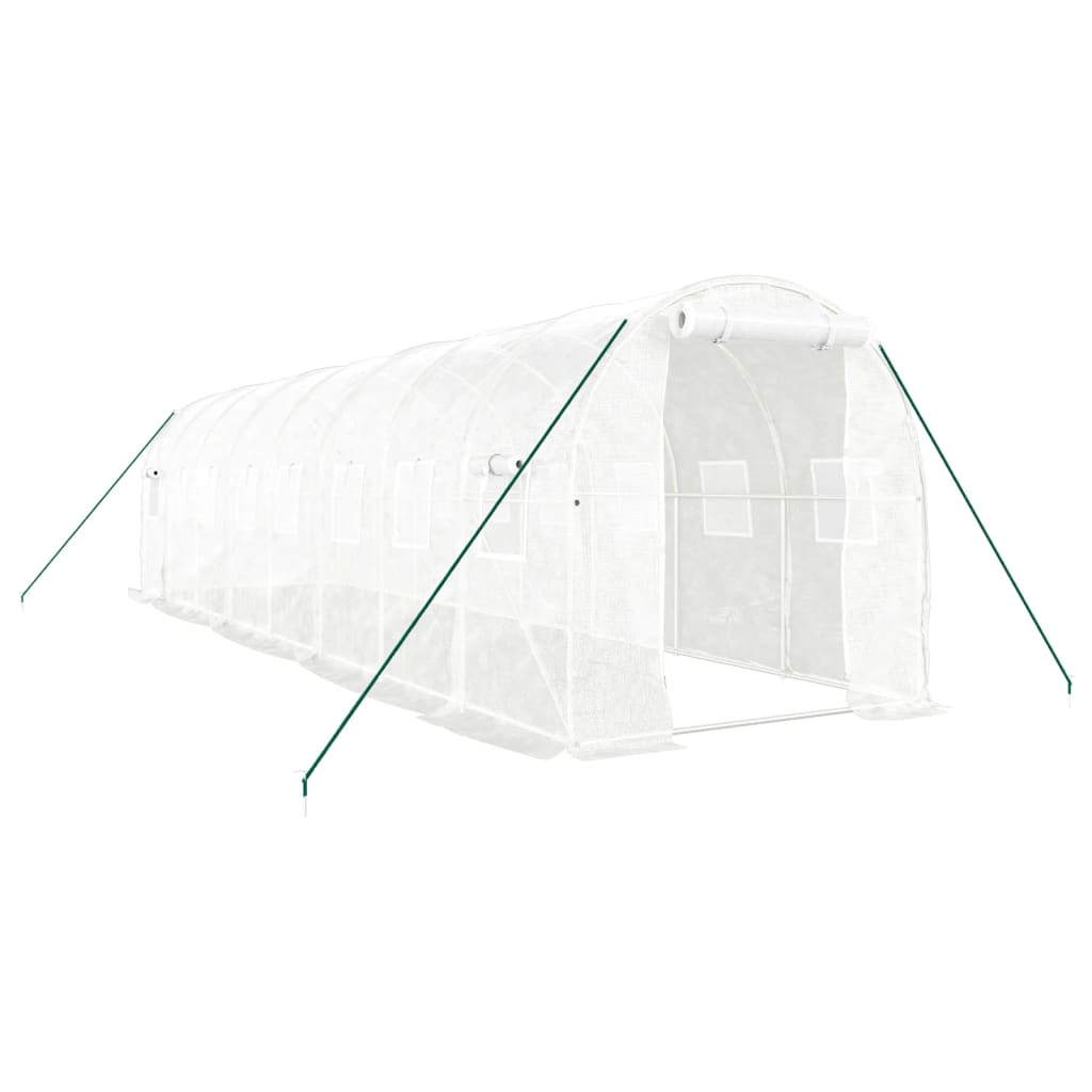 VidaXL Gartengewächshaus mit Stahlrahmen 16 m² 8x2x2 m weiß