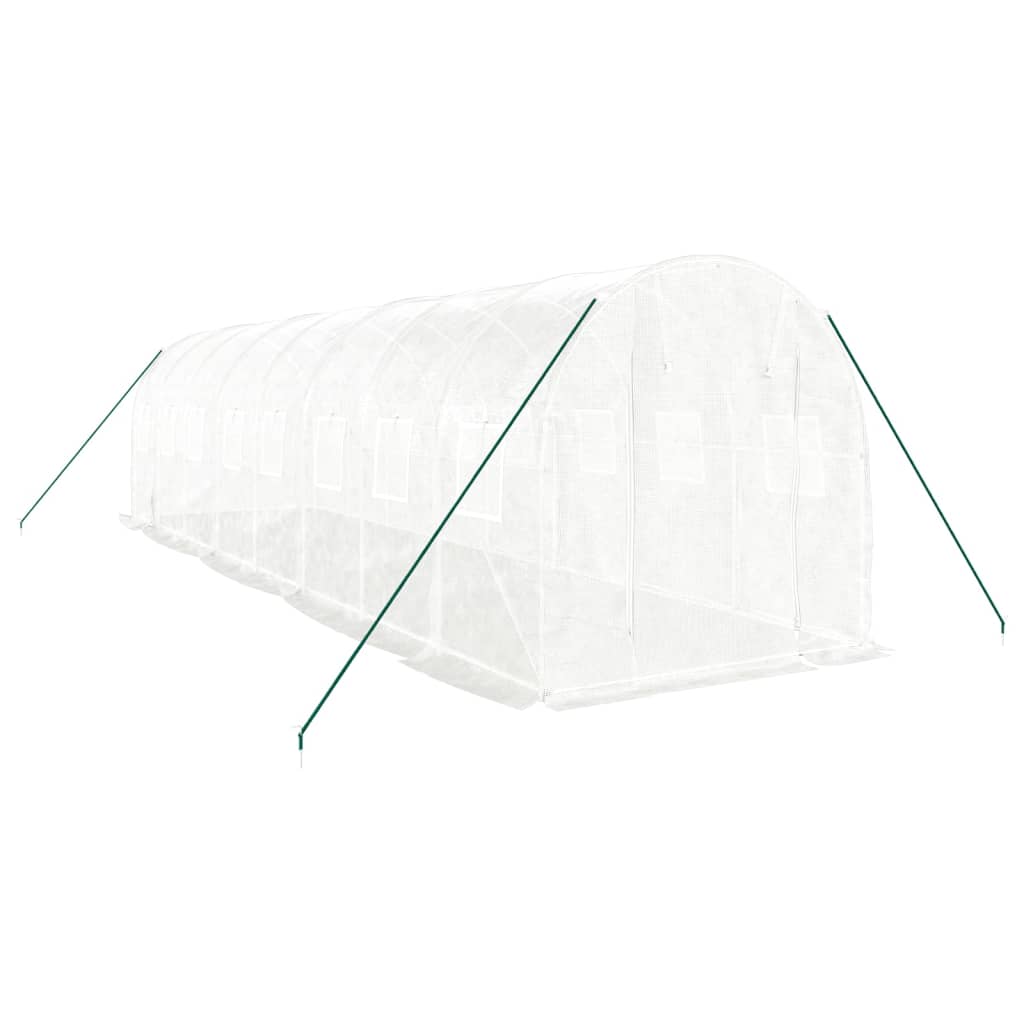 VidaXL Gartengewächshaus mit Stahlrahmen 16 m² 8x2x2 m weiß
