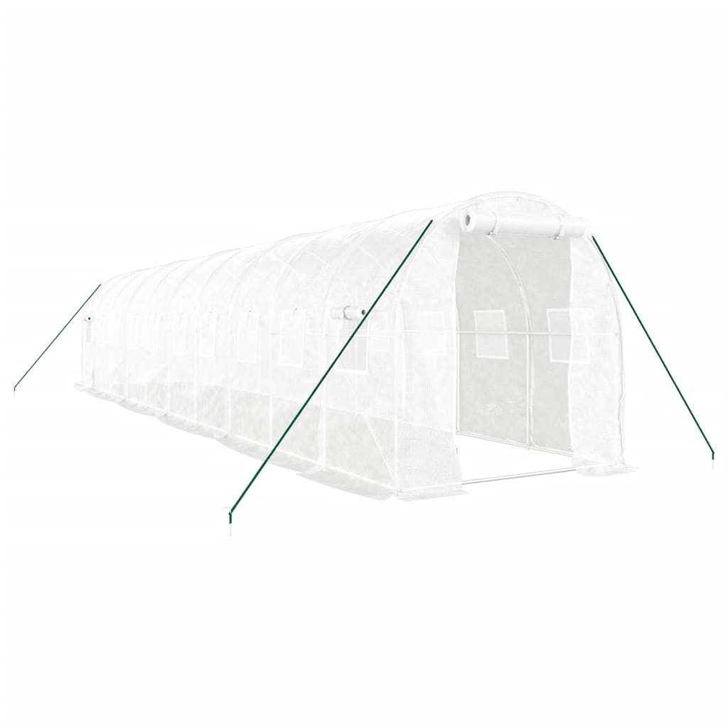 VidaXL Gartengewächshaus mit Stahlrahmen 20 m² 10x2x2 m weiß