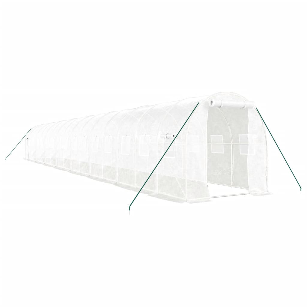 VidaXL Gartengewächshaus mit Stahlrahmen 32 m² 16x2x2 m weiß