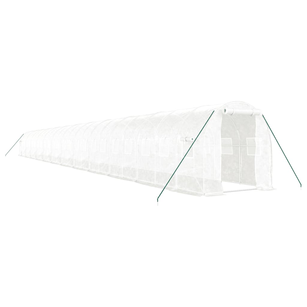VidaXL Gartengewächshaus mit Stahlrahmen 48 m² 24x2x2 m weiß