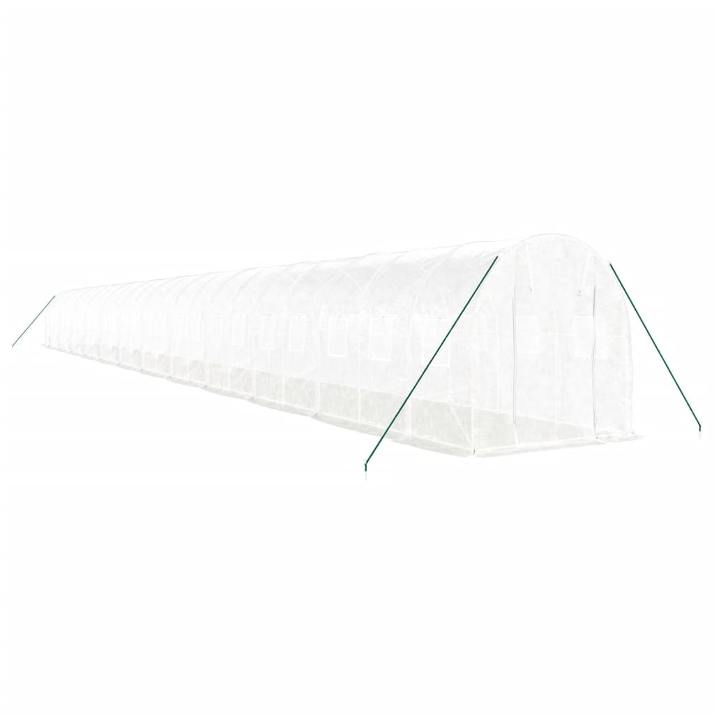 VidaXL Gartengewächshaus mit Stahlrahmen 48 m² 24x2x2 m weiß