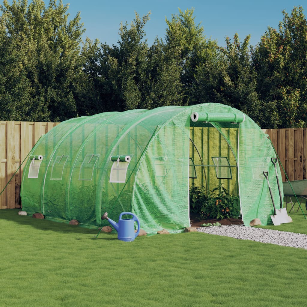 VidaXL Gartengewächshaus mit Stahlrahmen 12 m² 4x3x2 m grün