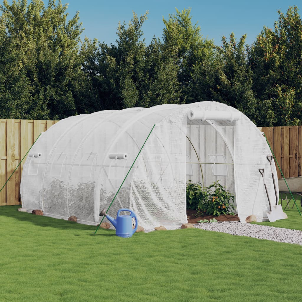 Vidaxl kas met stalen frame wit 12 m² 4x3x2 m