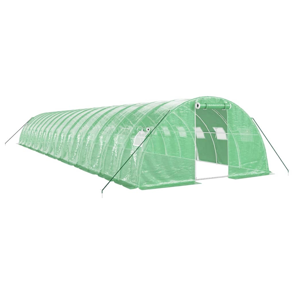 VidaXL Gartengewächshaus mit Stahlrahmen 64 m² 16x4x2 m grün