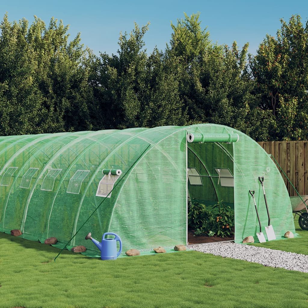 VidaXL Gartengewächshaus mit Stahlrahmen 64 m² 16x4x2 m grün