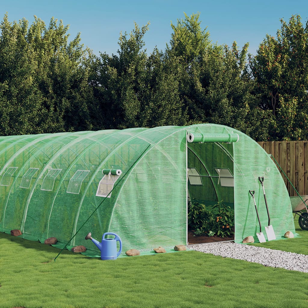 VidaXL Gartengewächshaus mit Stahlrahmen 80 m² 20x4x2 m grün