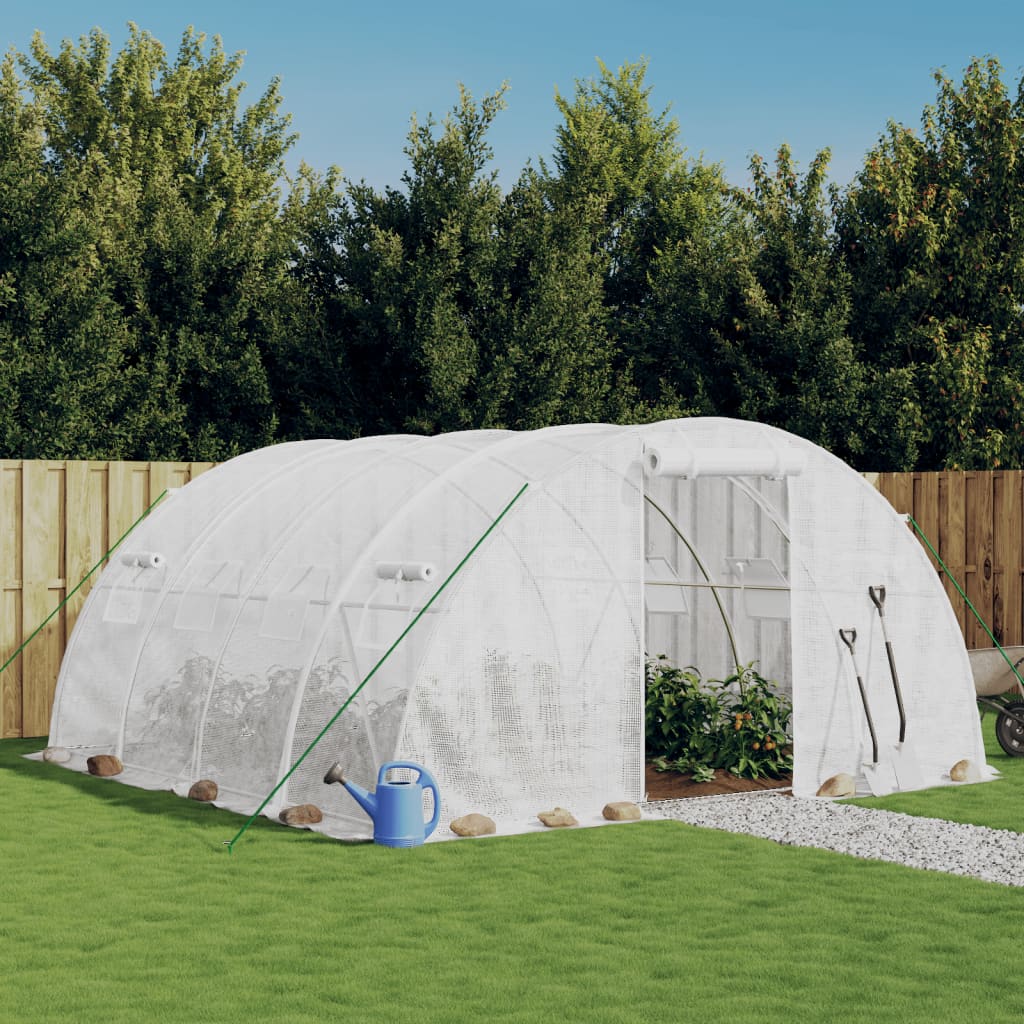VidaXL Gartengewächshaus mit Stahlrahmen 16 m² 4x4x2 m weiß