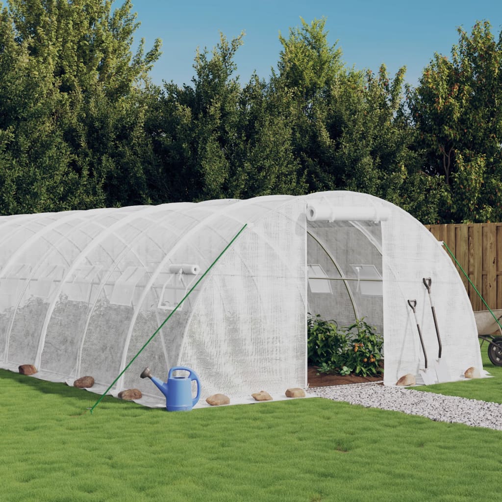 VidaXL Gartengewächshaus mit Stahlrahmen 80 m² 20x4x2 m weiß