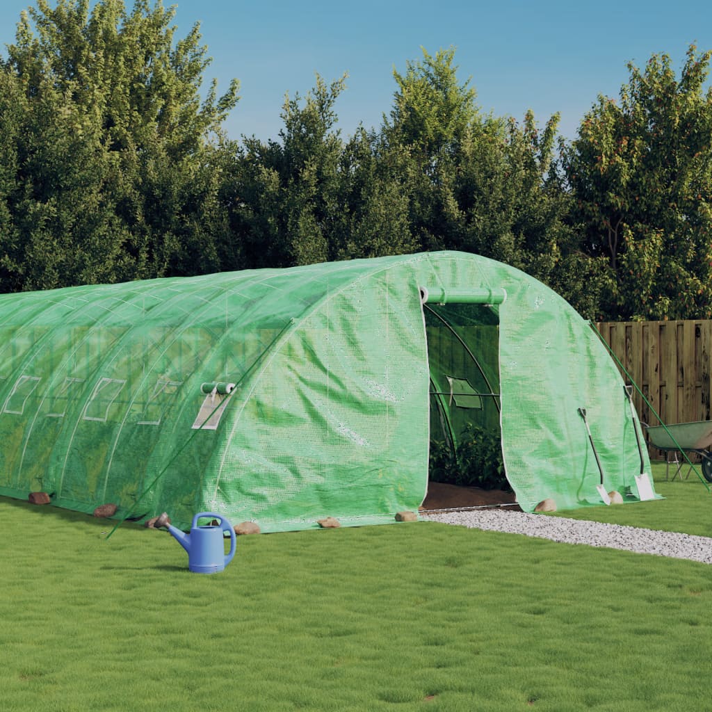 VidaXL Gartengewächshaus mit Stahlrahmen 50 m² 10x5x2,3 m grün