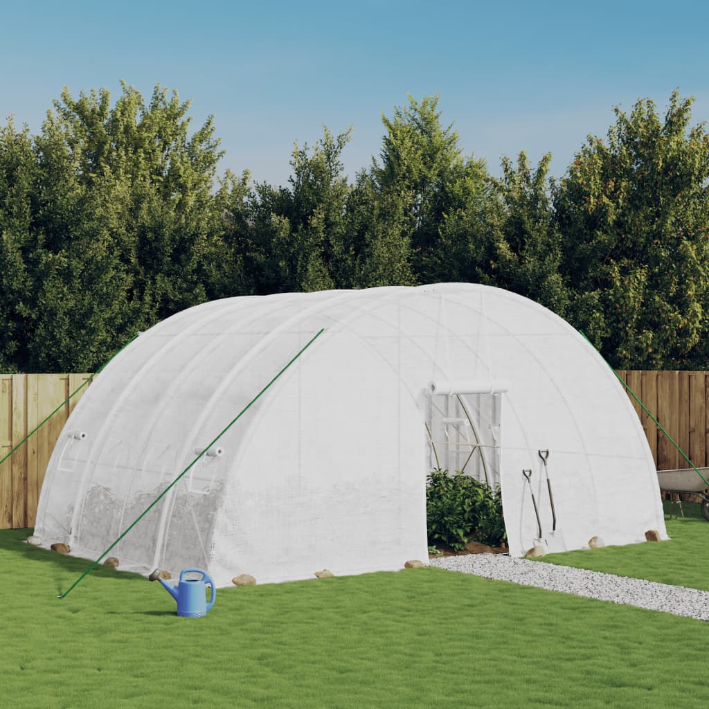 VidaXL Gartengewächshaus mit Stahlrahmen 24 m² 6x4x2,85 m weiß