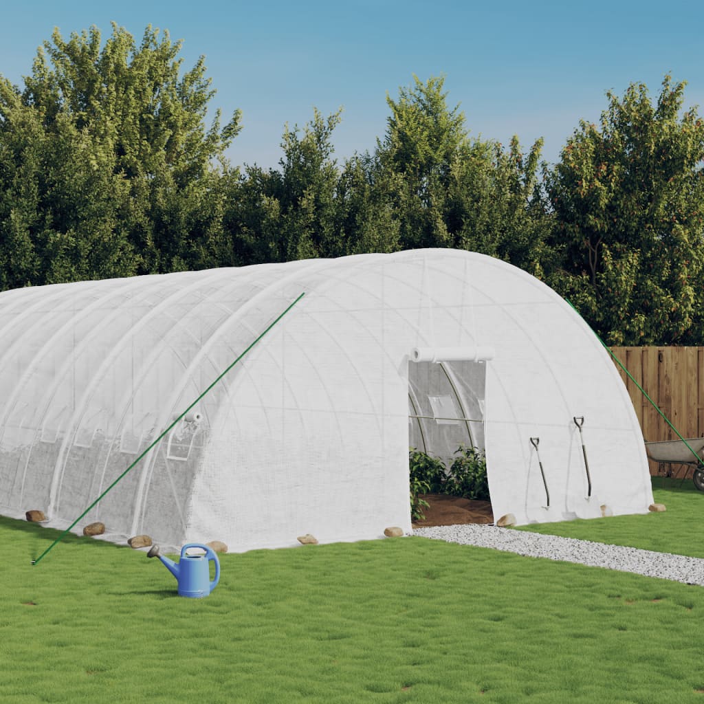 VidaXL Gartengewächshaus mit Stahlrahmen 60 m² 10x6x2,85 m weiß