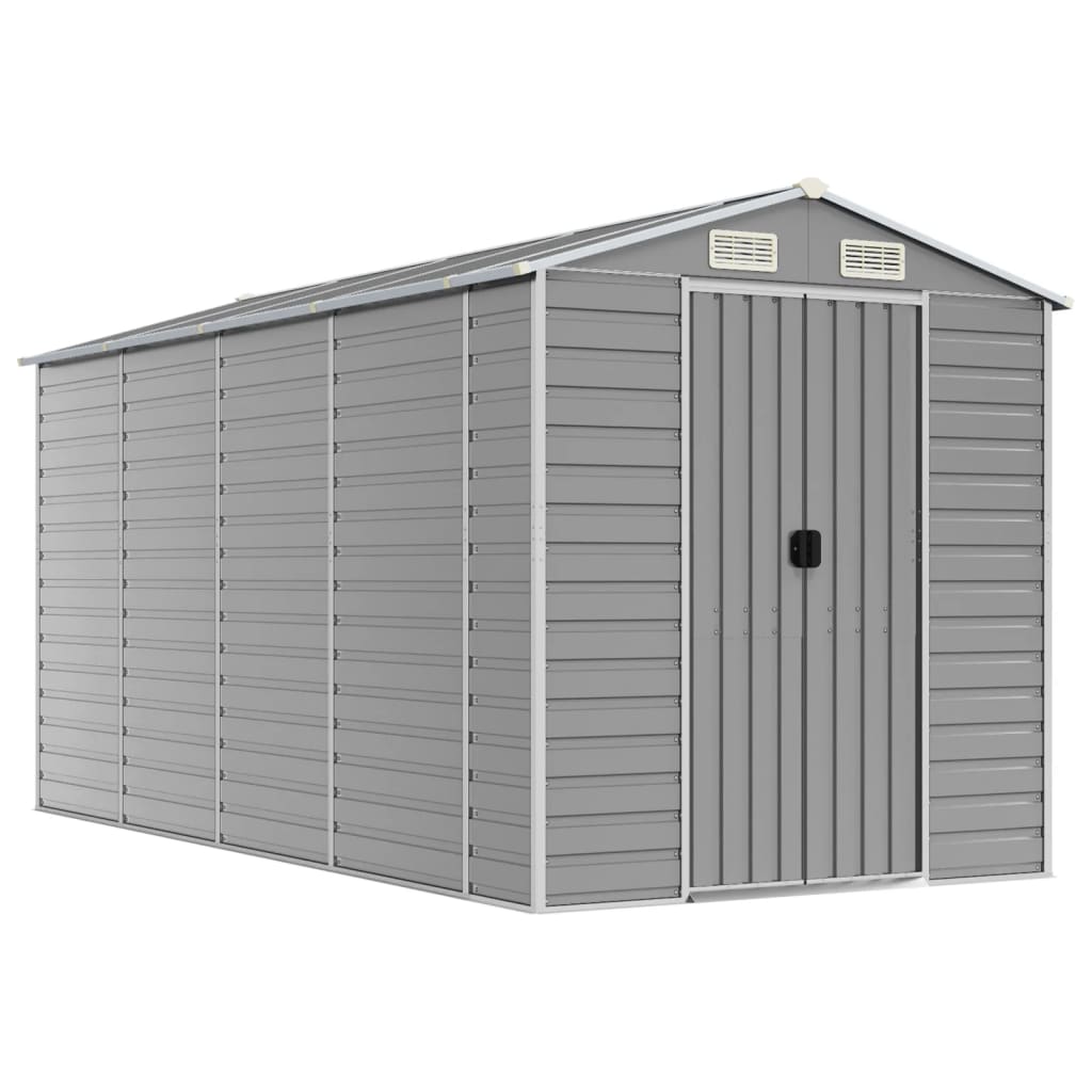 VidaXL Gartenhaus 191x385x198 cm verzinkter Stahl hellgrau