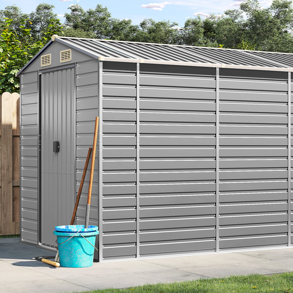 VidaXL Gartenhaus 191x470x198 cm verzinkter Stahl hellgrau