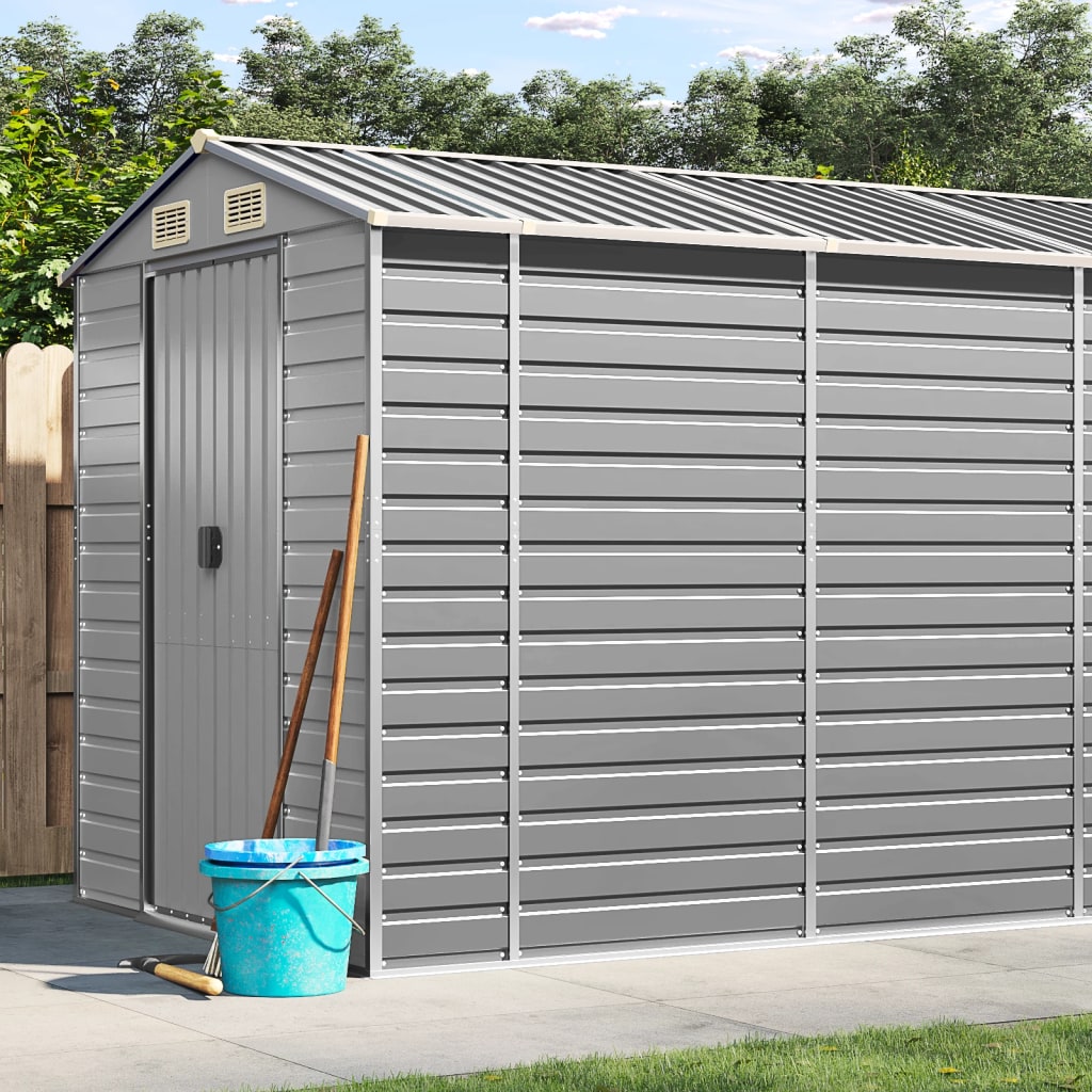 VidaXL Gartenhaus 191x640x198 cm verzinkter Stahl hellgrau